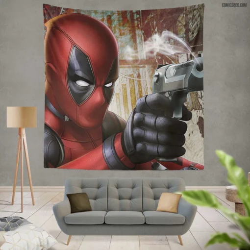 Merc with a Mouth Unleashed Deadpool Comic Wall Tapestry