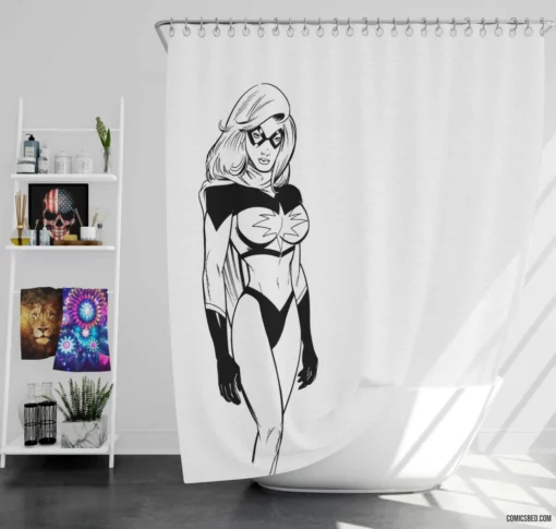 Ms Marvel Inhuman Heroine Saga Comic Shower Curtain