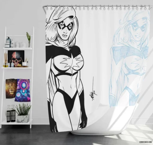 Ms. Marvel Heroine of Might Comic Shower Curtain