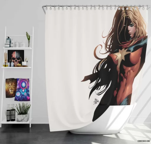 Ms. Marvel Marvelous Heroic Quest Comic Shower Curtain