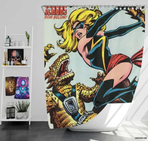 Ms. Marvel Teen Heroine Comic Shower Curtain