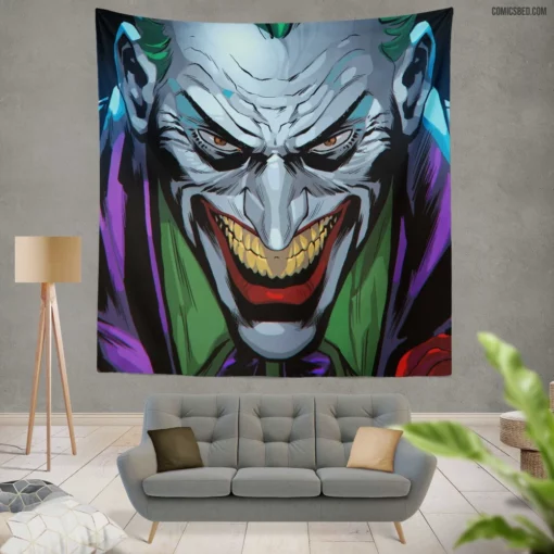 Mysterious Joker DC Emotions Unleashed Comic Wall Tapestry