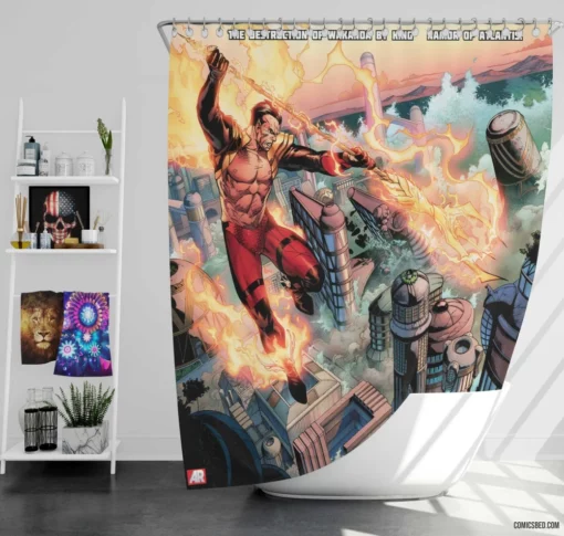 Namor The Sub-Mariner Phoenix Five Comic Shower Curtain