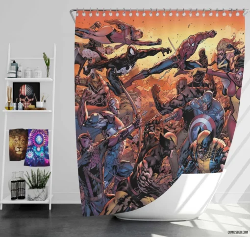 New Avengers Earth Mightiest Reborn Comic Shower Curtain