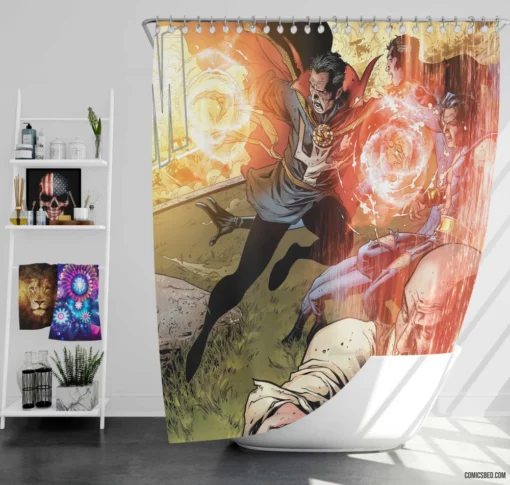 New Avengers Illuminati Doctor Strange Professor X X-Men Comic Shower Curtain