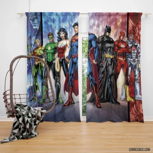 New Justice League Iconic Team Comic Curtain