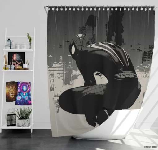 Nighttime Vigil Spider Watch Comic Shower Curtain