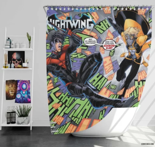 Nightwing Chronicles Blüdhaven Watcher Comic Shower Curtain