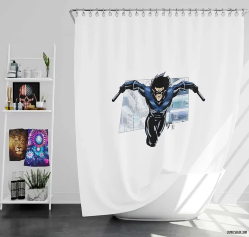 Nightwing Chronicles Dark Avenger Tale Comic Shower Curtain