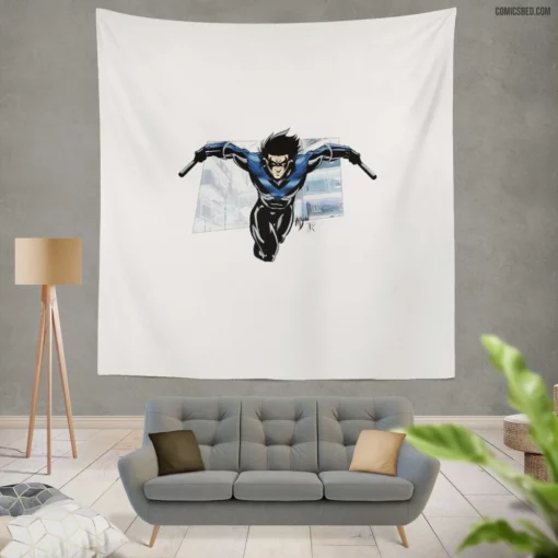 Nightwing Chronicles Dark Avenger Tale Comic Wall Tapestry