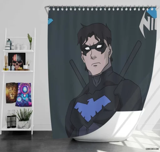 Nightwing DC Agile Night Guardian Comic Shower Curtain