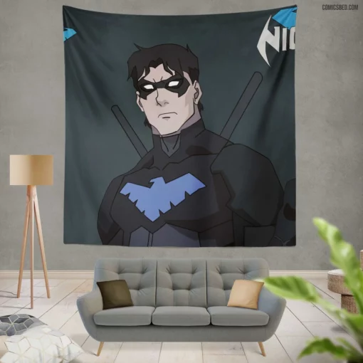 Nightwing DC Agile Night Guardian Comic Wall Tapestry