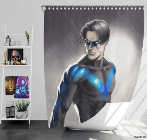 Nightwing DC Agile Vigilante Comic Shower Curtain