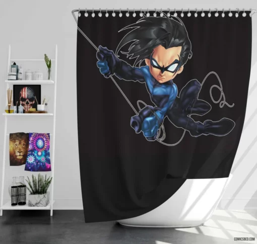 Nightwing DC Nighttime Guardian Comic Shower Curtain