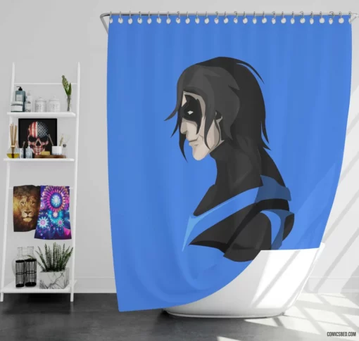 Nightwing Dynamic Dark Protector Comic Shower Curtain