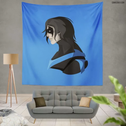 Nightwing Dynamic Dark Protector Comic Wall Tapestry