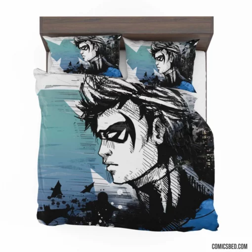 Nightwing Emblem City Guardian Comic Bedding Set 1