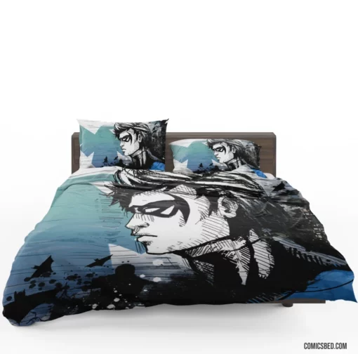 Nightwing Emblem City Guardian Comic Bedding Set