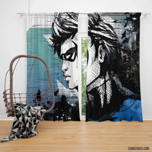 Nightwing Emblem City Guardian Comic Curtain