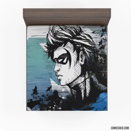 Nightwing Emblem City Guardian Comic Fitted Sheet 1