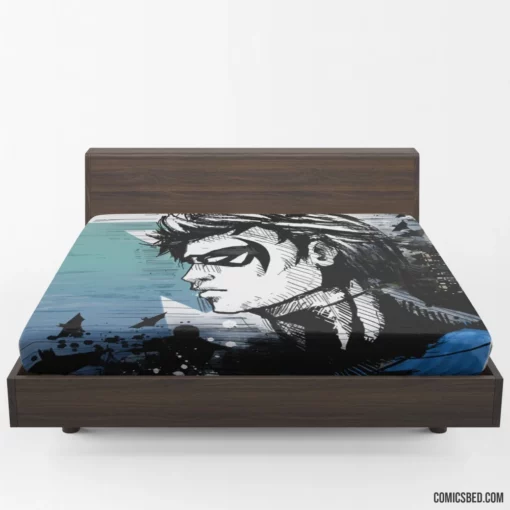 Nightwing Emblem City Guardian Comic Fitted Sheet