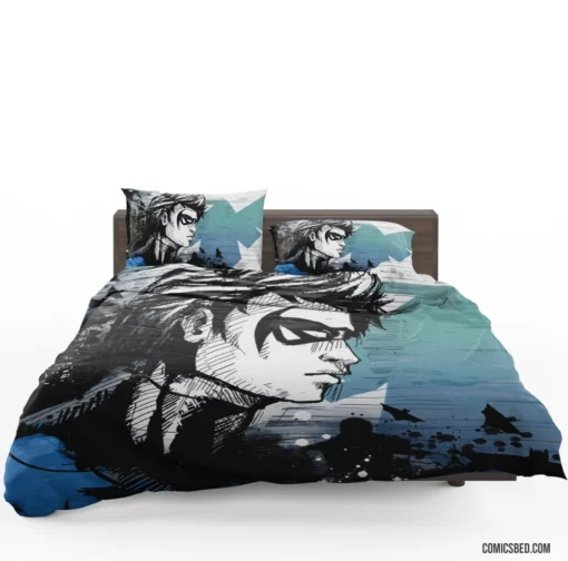 Nightwing Vigilante Acrobat Comic Bedding Set