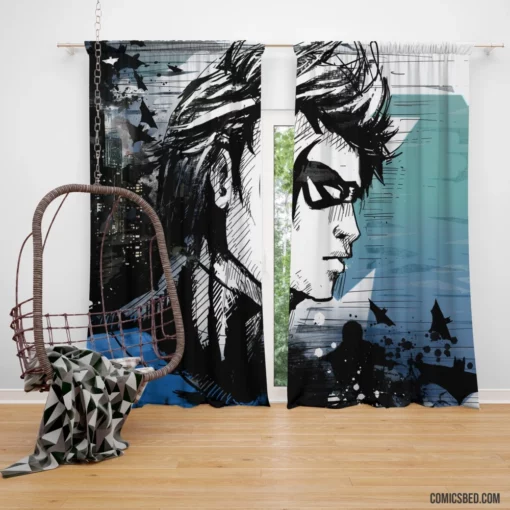 Nightwing Vigilante Acrobat Comic Curtain