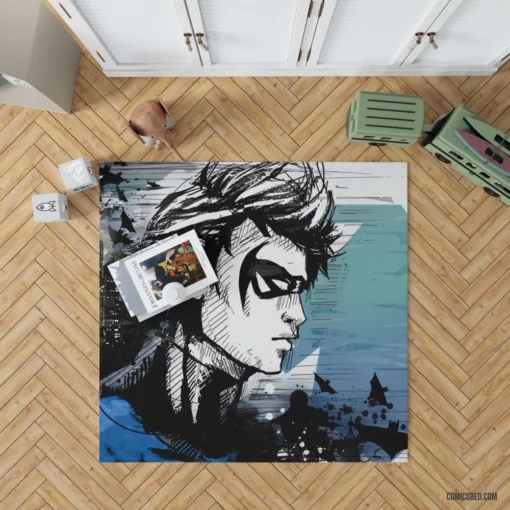 Nightwing Vigilante Acrobat Comic Rug