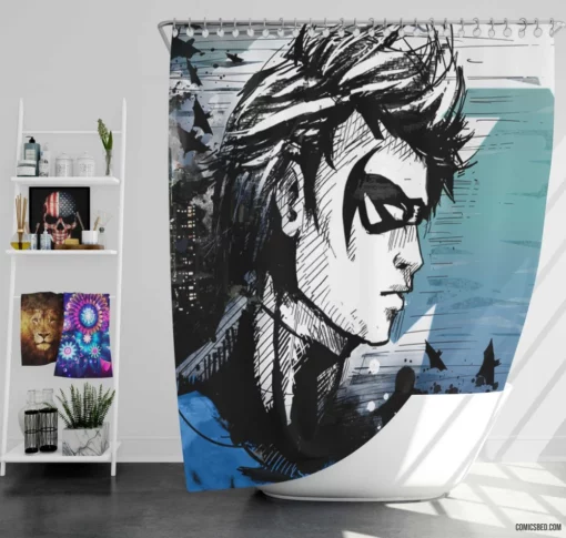 Nightwing Vigilante Acrobat Comic Shower Curtain