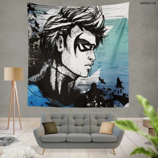 Nightwing Vigilante Acrobat Comic Wall Tapestry