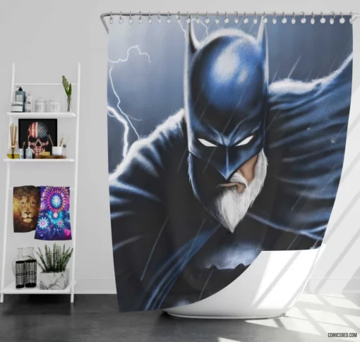 Older Batman with a White Beard Comic Shower Curtain