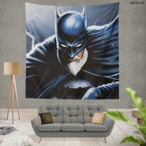 Older Batman with a White Beard Comic Wall Tapestry