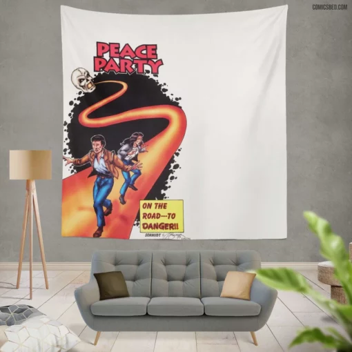 Peace Party Quest for Harmony and Justice Comic Wall Tapestry