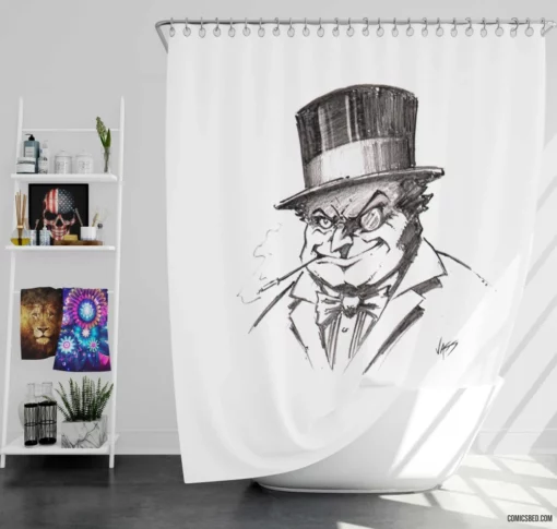 Penguin Gotham Roguish Villain Comic Shower Curtain