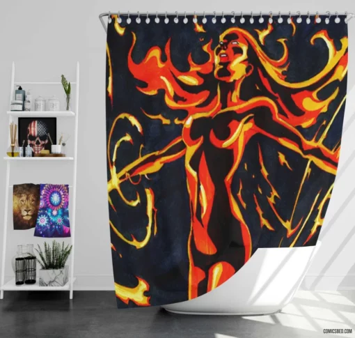 Phoenix Fiery Rebirth Comic Shower Curtain