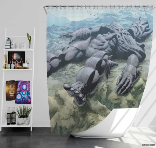 Planetary Cosmic Quest Comic Shower Curtain