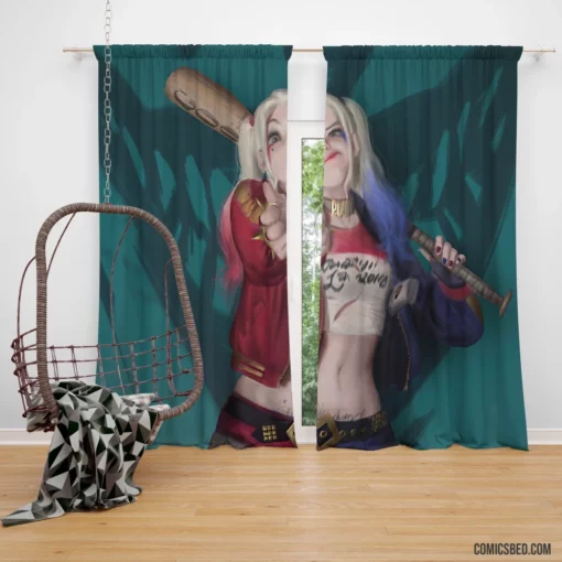 Playful Chronicles DC Harley Quinn Comic Curtain