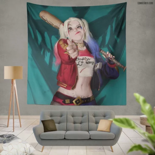 Playful Chronicles DC Harley Quinn Comic Wall Tapestry