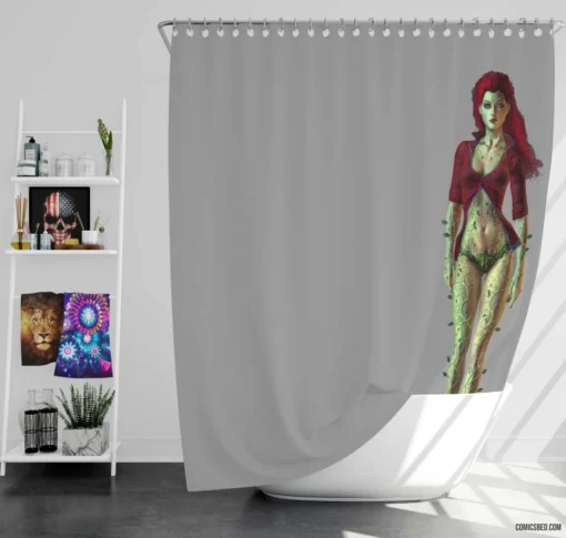 Poison Ivy Botanical Enchantress Comic Shower Curtain