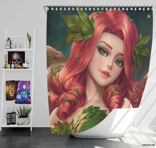 Poison Ivy Red Hair DC Temptress Comic Shower Curtain