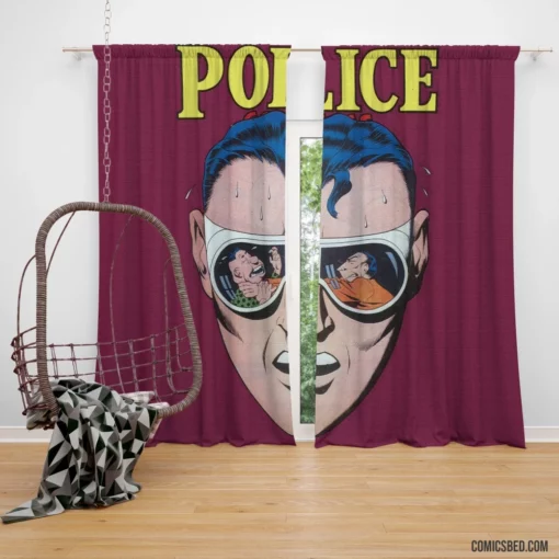 Police Crime-Fighting Chronicles Comic Curtain