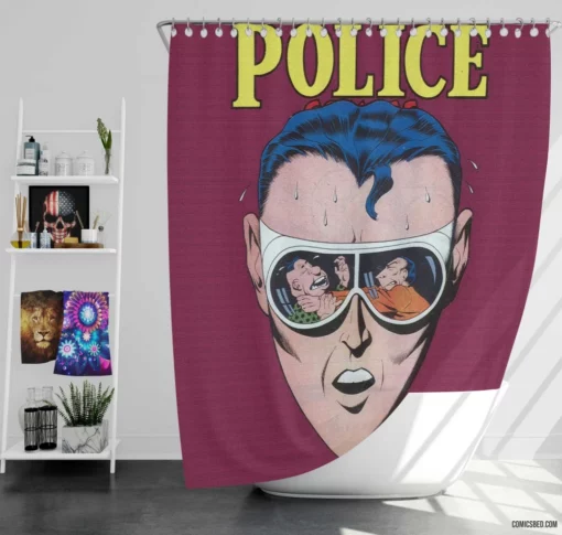 Police Crime-Fighting Chronicles Comic Shower Curtain