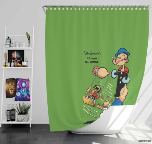 Popeye Sailor Comical Tales Shower Curtain