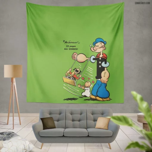 Popeye Sailor Comical Tales Wall Tapestry