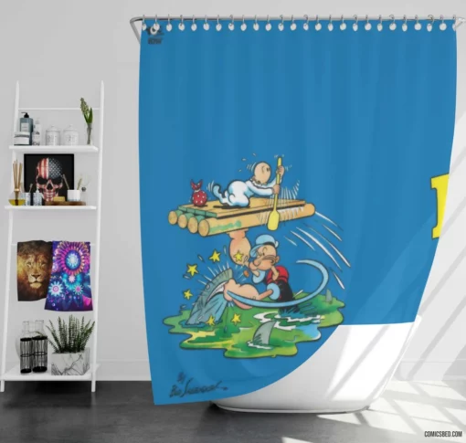 Popeye Seafaring Adventures Comic Shower Curtain