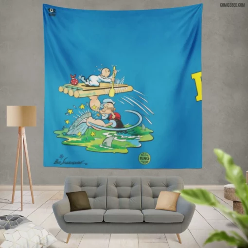 Popeye Seafaring Adventures Comic Wall Tapestry