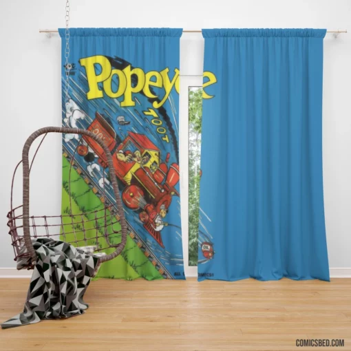 Popeye Spinach-Powered Hero Comic Curtain