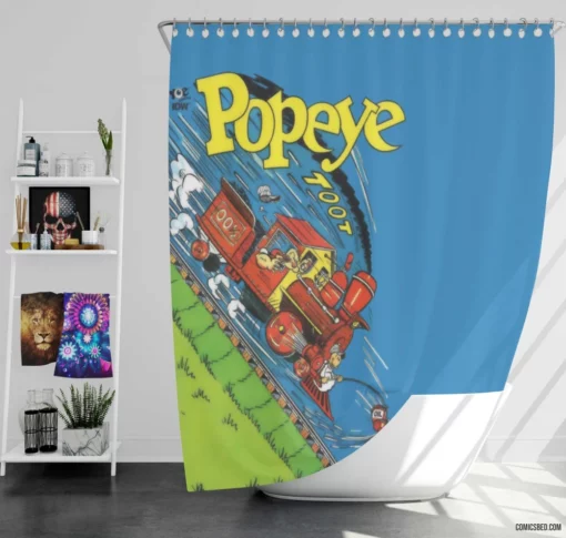 Popeye Spinach-Powered Hero Comic Shower Curtain