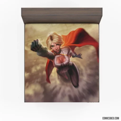 Power Girl Flying DC Heroine Comic Fitted Sheet 1