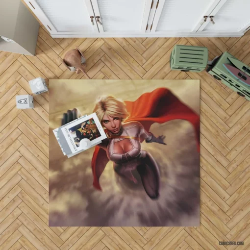 Power Girl Flying DC Heroine Comic Rug